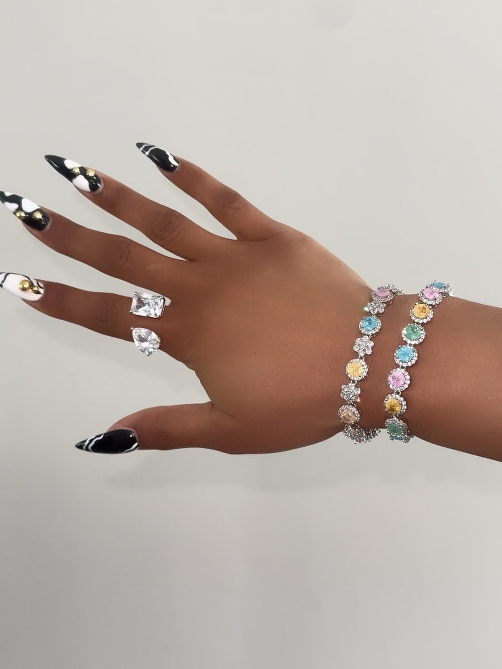 Pastel Multi-Stone 3pc Tennis Bracelet - Sparkling Multicolor Accent